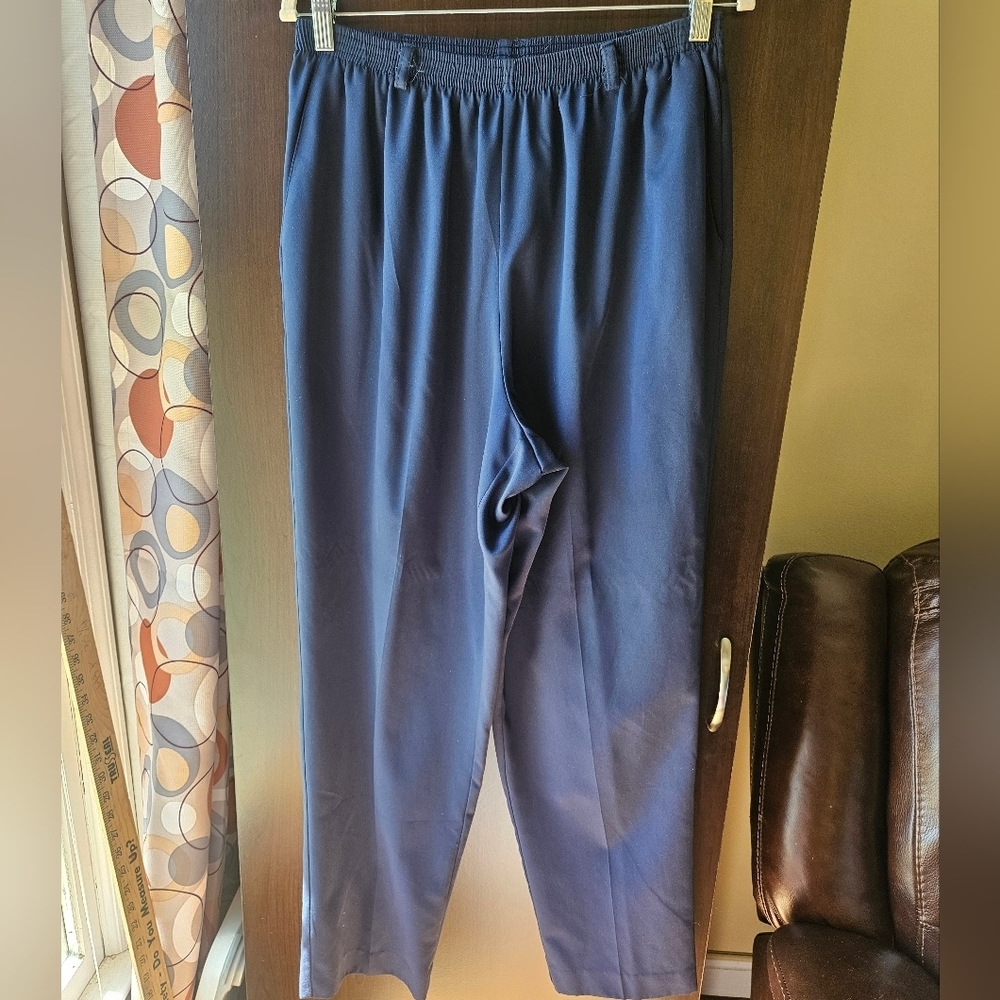 Women's Alfred Dunner Navy Blue Elastic Waistband Pants Size 16